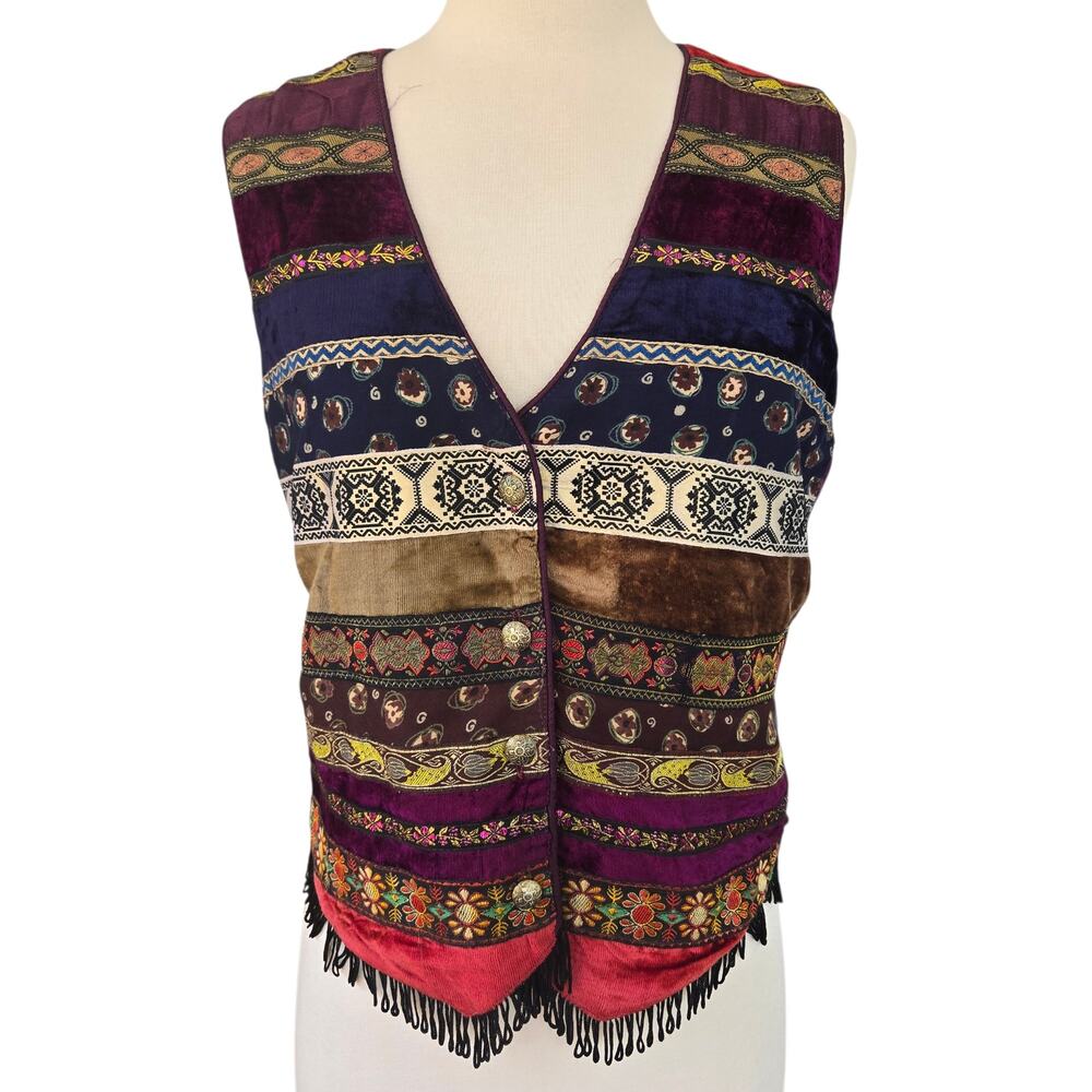 Vintage Patchwork Whimsy Patchwork Boho 90's Vest Size Medium